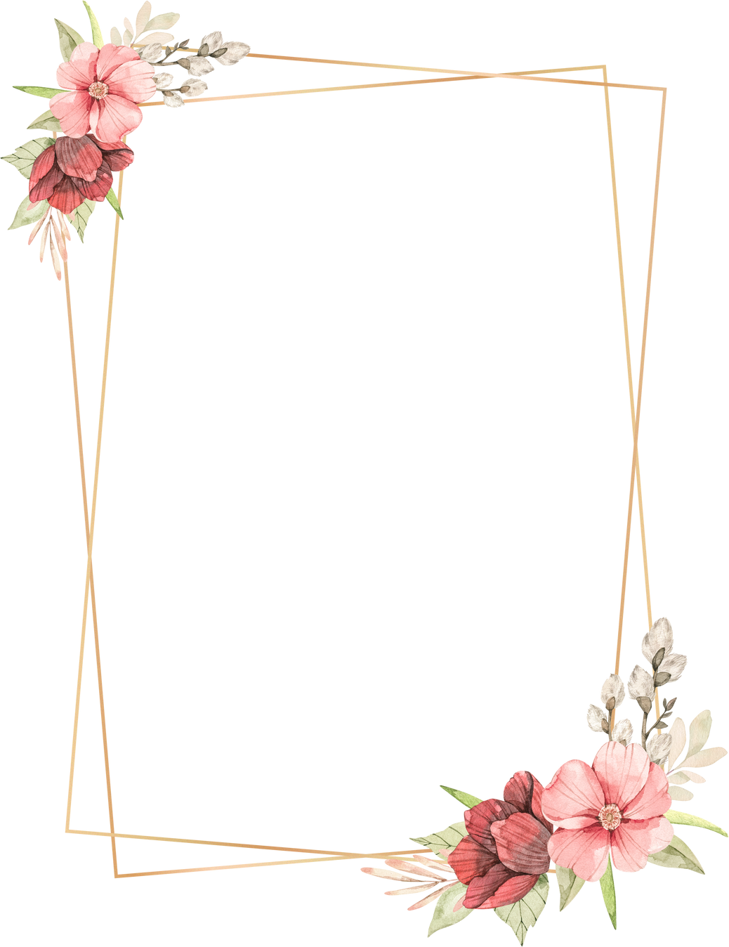 Rectangular Golden Floral Frame